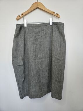 Mia Vintage Cargo Pocket Midi Skirt Size 14 Gray Lined Pencil Skirt CAN 🔥